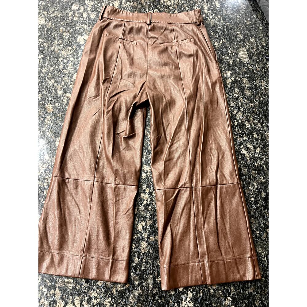 Woven Cropped Jacket and Faux Leather Culotte Pants Set - Brown/Tan - Picture 9 of 12